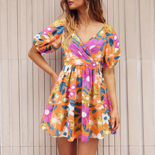 Lía – Vestido midi floral con escote en V