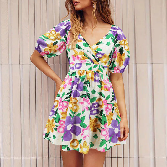 Lía – Vestido midi floral con escote en V