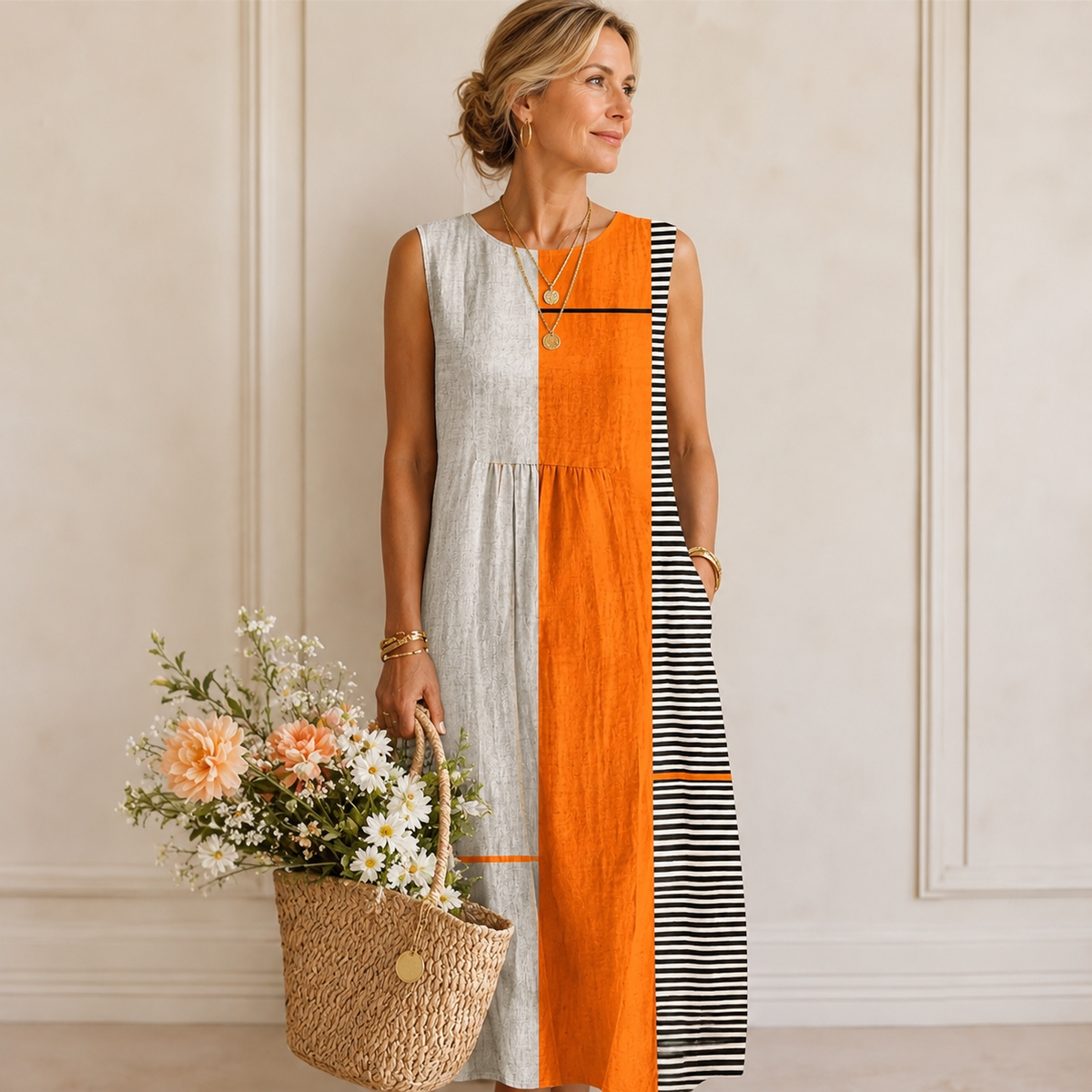 LETICIA™️ | Vestido Midi Bi Tono